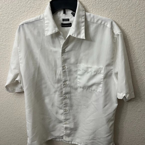 Lot of 2 MEDIUM Short sleeve sueded button down shirts. Black and White - Picture 2 of 4